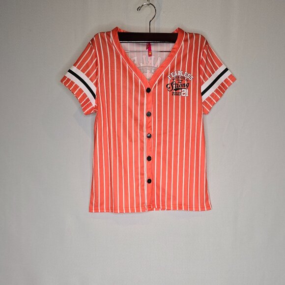 Rainbow Girls Fearless Never Give Up Baseball Tee in Orange, Size L(14-16) NWT - Picture 1 of 6